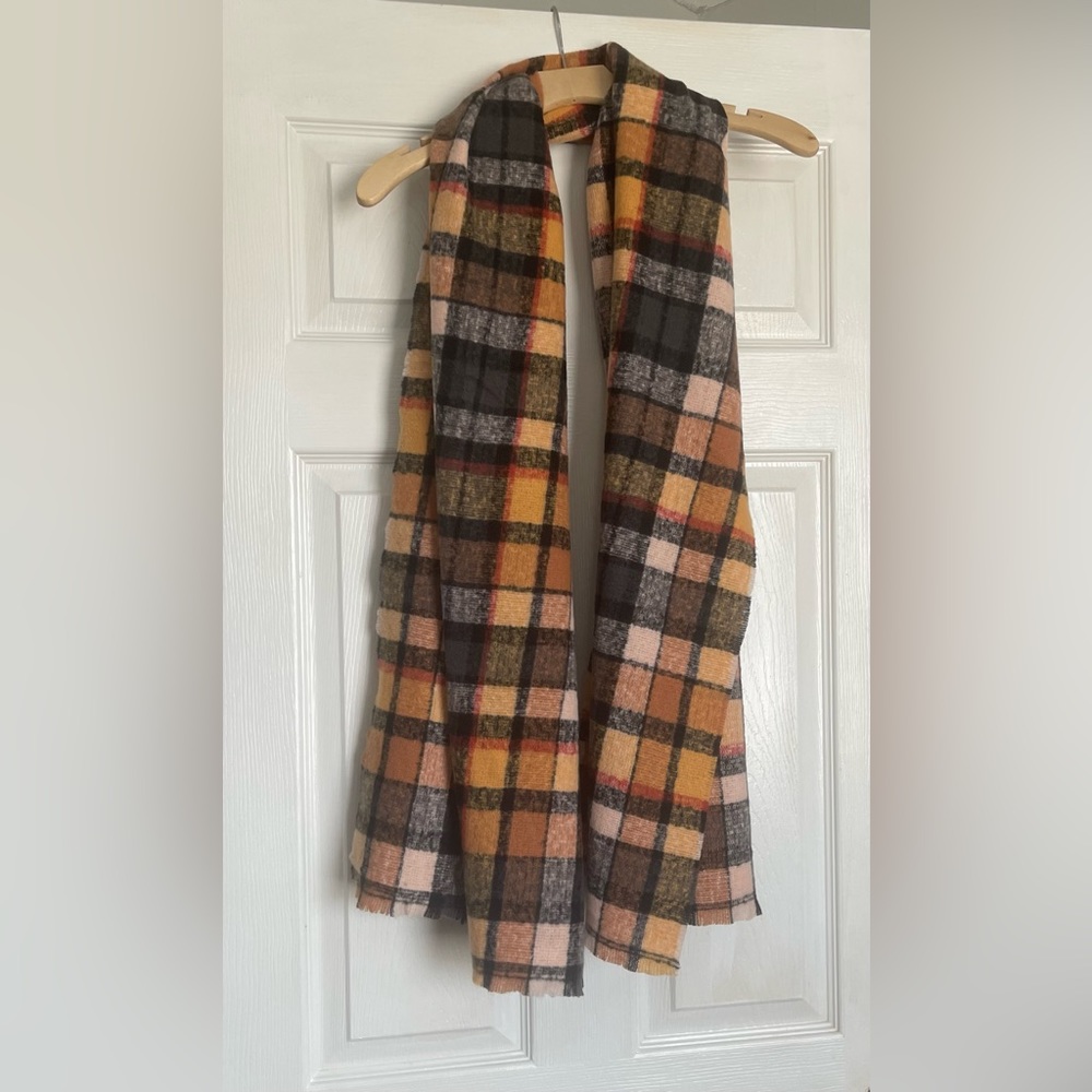 Old Navy Soft Brushed Flannel Scarf | Orange Plaid